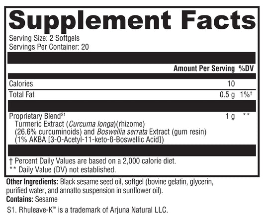 Supplement facts label with black text on a white background