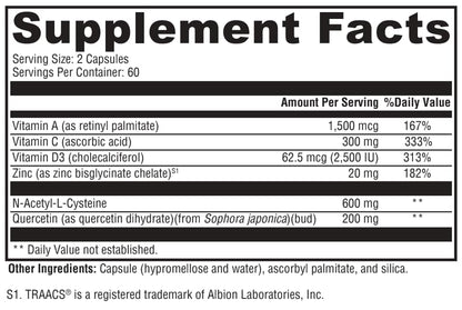 Supplement facts label with detailed nutritional information