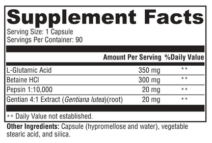 Supplement facts label with various ingredients and their amounts per serving.