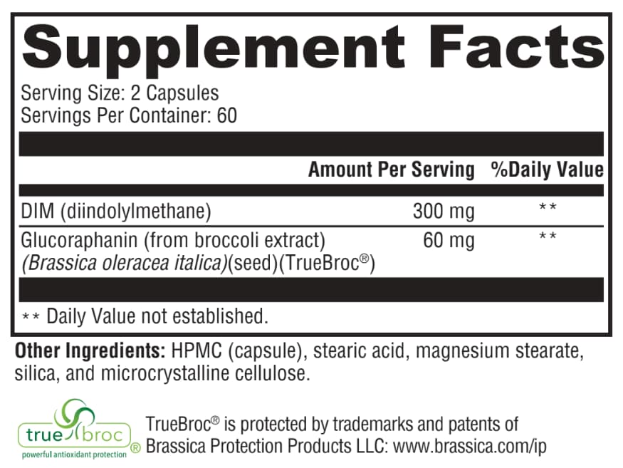 Supplement facts label with detailed nutritional information on a white background