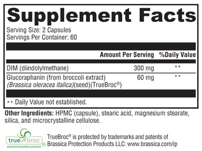 Supplement facts label with detailed nutritional information on a white background