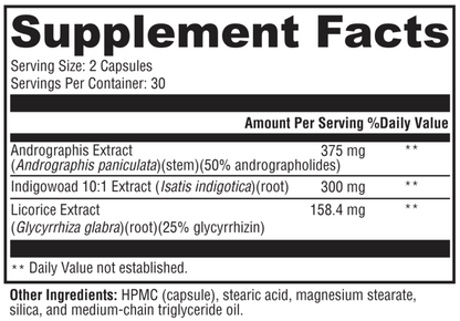 Supplement facts label with detailed ingredient information on a black background