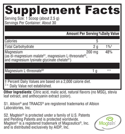 Supplement facts label with black text on a white background