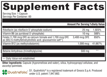 Supplement facts label with detailed nutritional information on a black background