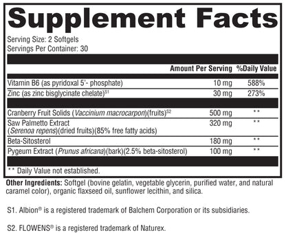 Supplement facts label with detailed nutritional information on a white background
