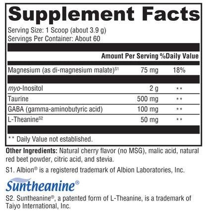 Supplement facts label with various nutrients and their amounts per serving.