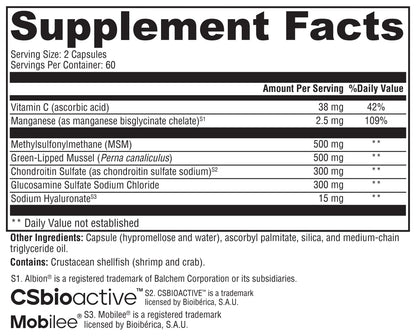 Supplement facts label with various nutrients listed on a white background