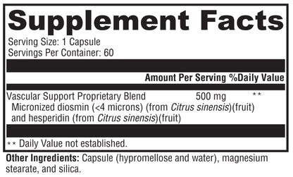 Supplement facts label with detailed ingredient information