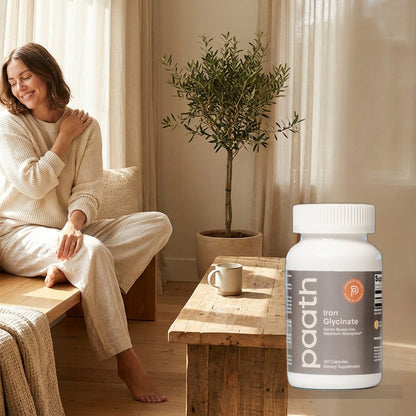 Woman with restored energy in bright daylight with Paath Iron Glycinate